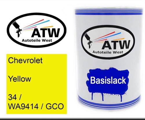 Chevrolet, Yellow, 34 / WA9414 / GCO: 500ml Lackdose, von ATW Autoteile West.
